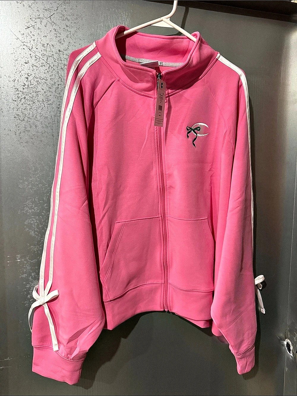 Champion In The Stands Full Zip Top Pink & White